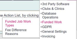 "a screenshot of the funded work types button, highlighted in red from the charitylog menu."