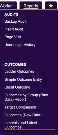 "a screenshot of the interval and latest outcomes report button in the reporting menu."